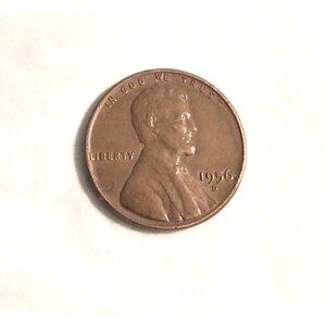 1956 Wheat Penny Denver Mint L Of Liberty Next To Rim Error Coin